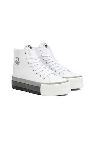 Benetton Bn 30944 3114 Beyaz Gri Kadın Spor Ayakkabı 001