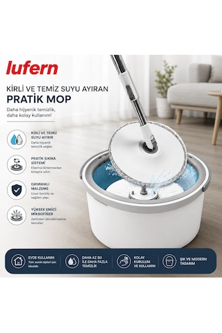 Özel Tasarım Kirli Ve Temiz Suyu Ayıran Pratik Mop Mikrofiber Etkili Leke Çıkarma Saç Toz Kir