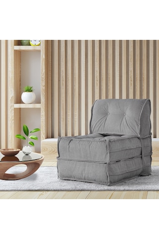 Mocca Fitilli Kadife Tek Kişilik Katlanır Yatak Katlanır Koltuk Gri