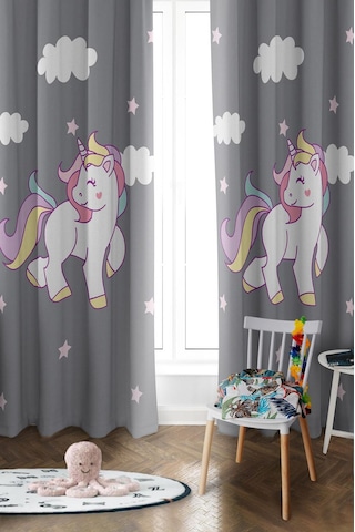 Parlak Saten Mikro Kumaş Çift Kanat Çocuk Odası Fon Perde Takımı Prd0044