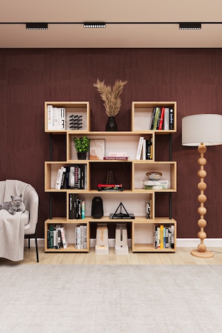 Asra Trend Modern Ayarlanabilir Raflı Ev Ofis Kitaplık %100 Mdf Dekoratif Kütüphane Kitaplık Dk02 Safir Meşe