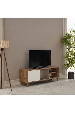 Tv Sehpası Sürgülü Kapak 140x40x35 Cm Beyaz