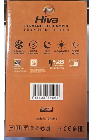 Hv 500 Beş Pervaneli Led Ampullü E/27 Duylu Tavan Vantilatörü