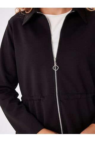 Faik Sönmez Relax Beli Tünelli Fermuarlı Örme Overshirt Tunik W27tnk019 Uw27tnk01910 Siyah