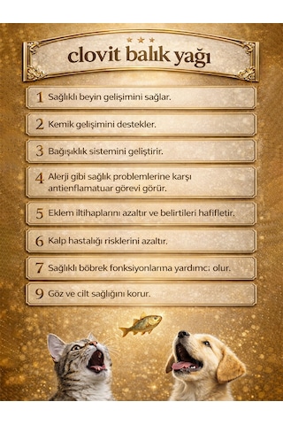 Clovit Kedi Somon Balık Yağı 200 Ml Omega 3 & 6 Epa Dha İçeren Takviye