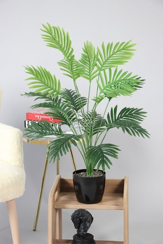 Yapay Areka Ağacı Palmiye Bitkisi 18 Yapraklı Siyah Saksıda 80 Cm