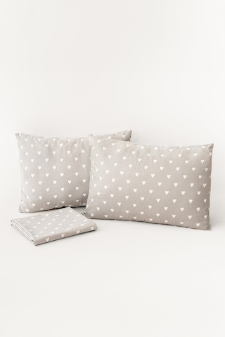 Soley Mix & Match Hearts %100 Pamuk Çift Kişilik Çarşaf Seti Gri