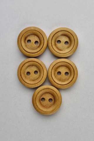 Küçük Boy Ahşap Yuvarlak Kaban Çeket Hırka Yelek Düğmesi 5 Adet