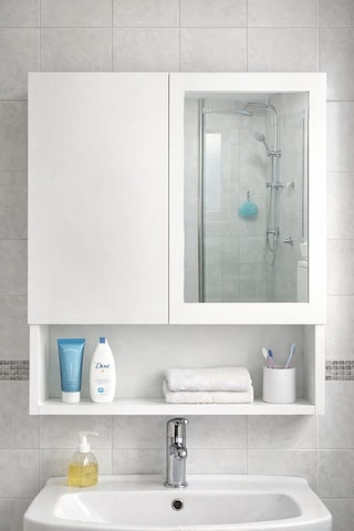 İki Kapaklı Aynalı Banyo Dolabı Beyaz