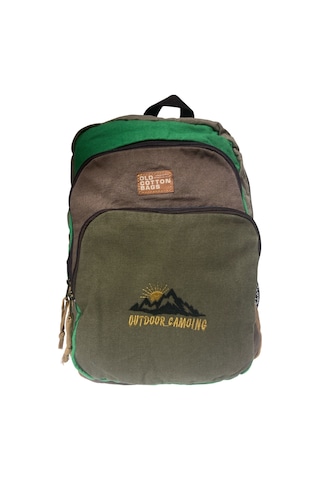 Kaliteli Siyah Vintage Salaş Baskılı Disayn Günlük Gezi Okul Sırt Çantası Revilla Bag 28x38cm Siyah - Haki Yeşil