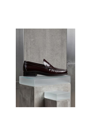 Crc Ayakkabı %100 Hakiki Deri Rugan Erkek Loafer - El İşçiliği Premium Klasik Ayakkabı - Burgundy Patent Bordo