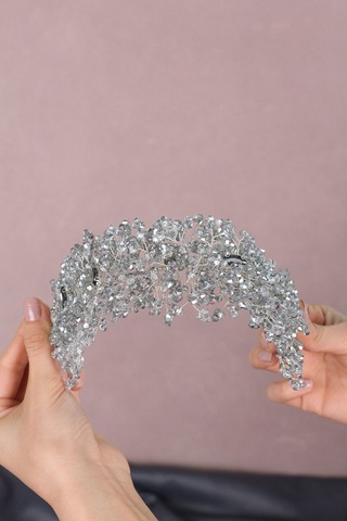 FdayAksesuar Kadın En Güzel Gelinlere Özel Barbara Kristal Boncuklu Gelin Saç Aksesuarı FRDY31660