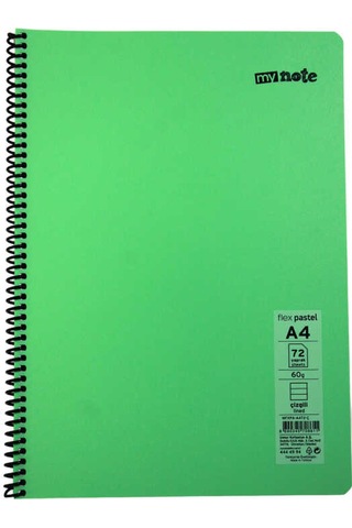 Mynote Flex A4 72 Yaprak Çizgili Spiralli Plastik Kapak Defter Pastel