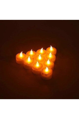 48'li Paket Gerçekçi Ve Parlak Pil İle Çalışan Titrek Alevsiz Led Isıtma Işıkları, Piller Dahil - Sarı Diğer