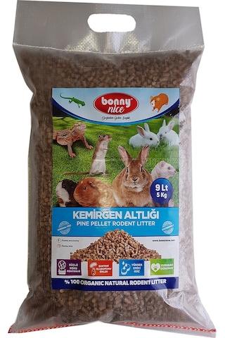 Bonny Nice Organik Çam Pelet Kemirgen Altlığı 5 Kg 9 L