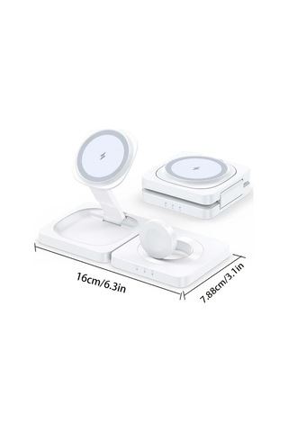 Topshop1 2 Adet Beyaz 3ü 1 Arada Fonksiyonlu Katlanabilir Kablosuz Şarj Cihazı İphone İwatch Uyumlu Hızlı Şarj Tabanı Taşınabilir Şarj Aleti