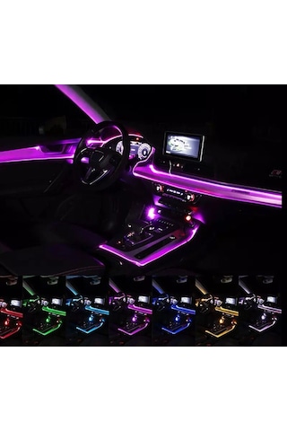 Araç Içi App Kontrollü Rgb Atmosfer Ambiyans Led Neon 5 Parça 6Mt