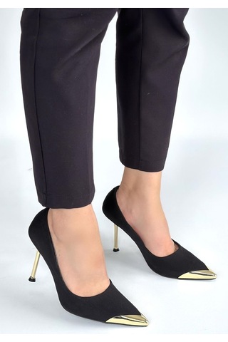 Dmr Elegance Alis Siyah Saten Stiletto Ayakkabı Renkli
