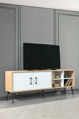 3611 Şile Metal Ayaklı Metal Kulplu 160 Cm Tv Ünitesi - Beyaz Safir Beyaz - Safir