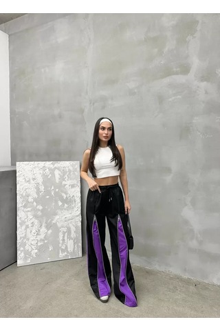 Paradise Urban Zip Track Pant Blok Detaylı Mor