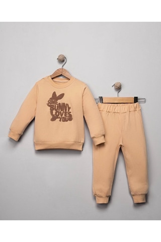 For My Baby Nakışlı Kız Bebek 2'lı Takım Bej