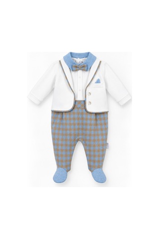 Babyhola Erkek Bebek Şık Takım Görünümlü Tulum Bebek Mevlüdü Hastane Çıkışı 13955 Mavi