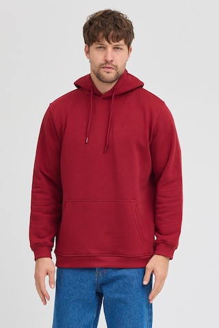 Erkek Bordo Standart Fit Normal Kesim Içi Polarlı 3 Iplik Kapüşonlu Pamuklu Sweatshirt Bordo