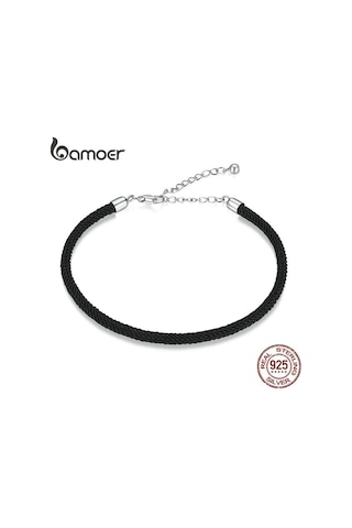 Siyah Bamoer Kadın Ayarlanabilir 16-21 Cm 925 Ayar Gümüş Charm Bilezik Kız
