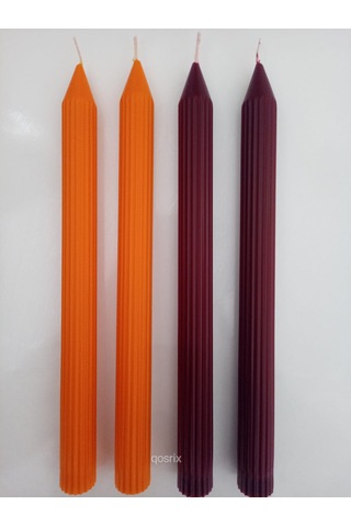 Yılbaşı Özel Serisi 4'lü Turuncu Bordo Şamdan Doğal Soya Mumu