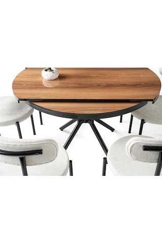 Bade Mdf Oval Highgloss Açılır Mutfak Masası 73x120 001
