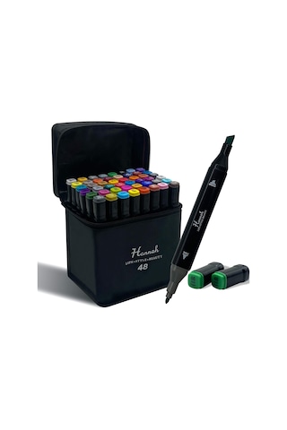 Hannah 48 Parça Çantalı Çift Taraflı Marker Seti