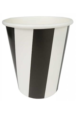 Bardak Karton Çizgili Siyah Beyaz 8 Oz Pk:8 +3