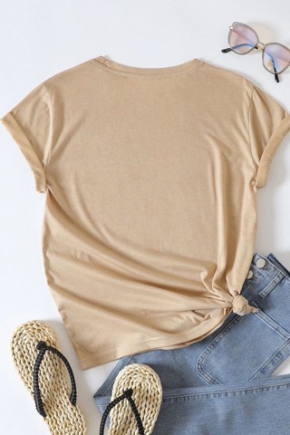 Flood Of Style Unisex White Baskılı T-shirt Bej