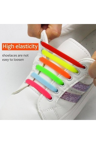 Trendooze Unisex Tüm Spor Silikon Moda Kravat Koşu Kayış Kadın Hiçbir Fit Erkek Elastik Dantel Beyaz Ayakkabılar Ayakkabı Ayakabı Atletik Adet/takım 16 Xw Beyaz