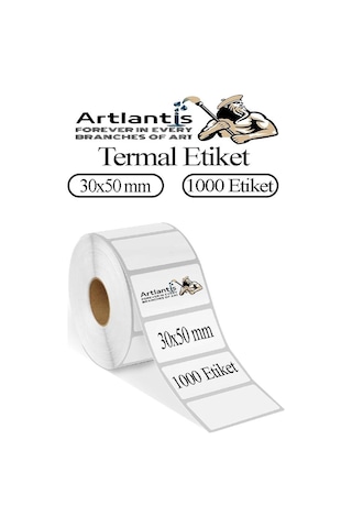 30x50 Mm Barkod Etiketi Yapışkanlı 1 Adet Rulo Etiket Termal Barkot Terazi Etiketi 1000 Li Barkod Yazıcılarına Uyumludur 1 Adet