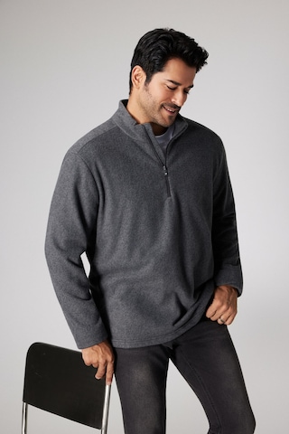 AC&Co / Altınyıldız Classics Anti-Pilling Tüylenme Yapmayan Bato Yaka Erkek Polar Sweatshirt Antrasit Melanj