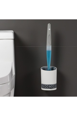 Dikkatle Seçilmiş Tuvalet Fırçası Yumuşak Kıllı Temizlik Çıkmaz Uçlu Asılı Sıvı Eklenmiş Tuvalet Fırçası Rafı