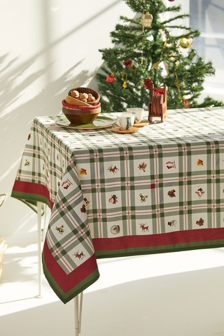 Yılbaşı Noel Figürlü Masa Örtüsü 140x240