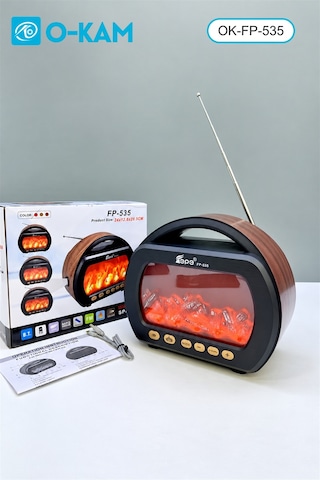 O-kam Ok-535 Bluetooth Fenerli Şömine Efektli Radyo
