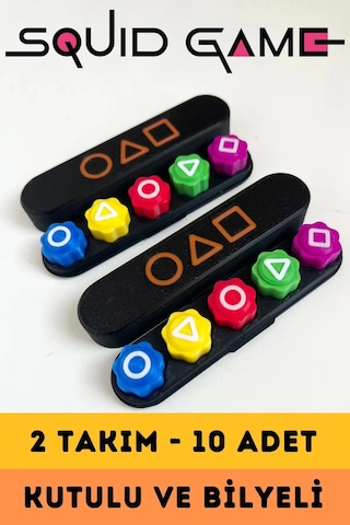 Özel Üretim Kumlu Renkli Beş Taş Gonggi Kalamar Squid Game 5 Taş Oyunu - 2 Set