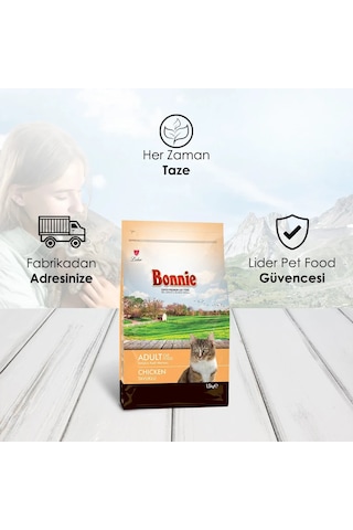 Bonnie Tavuklu Yetişkin Kedi Maması 1,5 Kg X 3 Adet