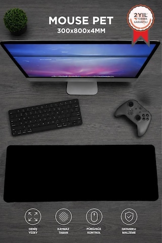 Gaming Oyuncu Klavye Fare Altlığı Kaymaz Taban Mouse Pad Bk 300 800mm Siyah