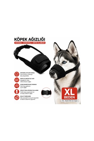 Valkyrie Köpek Ağızlığı Xl Beden Nefes Alabilir Fileli Ayarlanabilir Isırma Önleyici Yumuşak Siyah