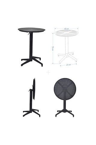 Vilinze Tilia Plastik Bahçe Balkon Bistro Seti Katlanır Masa 60 60 Cm 1+4 Set Tilia-siyah-eames4-siyah-siyah Diğer