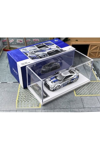 Demon King Auto Nissan Gtr R35 Lbwk Silver Blue 1/64 Pleksi 055