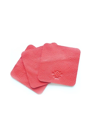 Coaster Kare Bardak Altlığı Vegan Deri Siyah Pembe