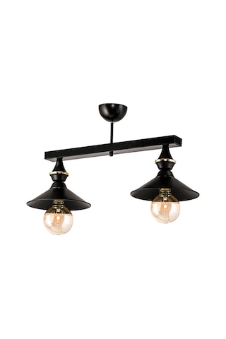 Dede İkili Ufo Sarkıt Avize Japon Şapkalı Siyah Siyah2