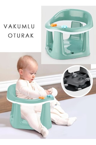 Bebek Destekli Banyo Oturağı - Vakum Tabanlı Bebek Mama Oturağı - Yeşil
