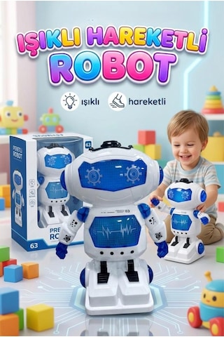 Işıklı Müzikli Sesli Dans Eden Hareket Eden Akıllı 26,5cm İnteraktif Eğitici Oyuncak Robot