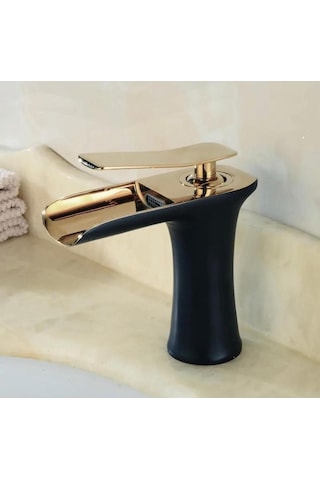 Boheme Fleko Şelale Lavabo Bataryası Siyah-altın Gold